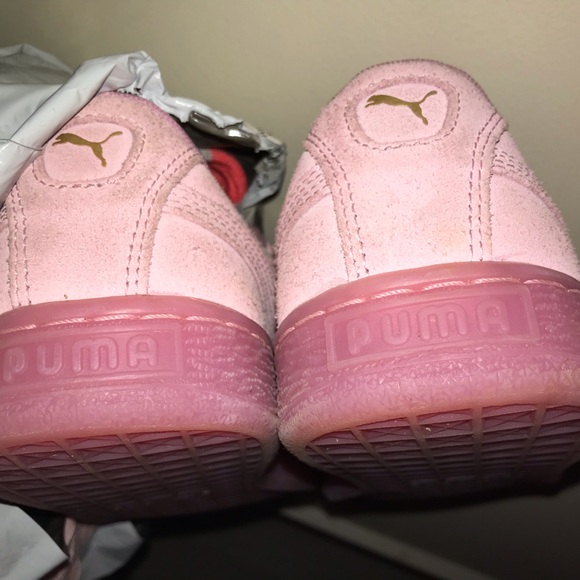 Puma Pink Suede Basket Heart W/ Velvet Wide Lace - Picture 6 of 6